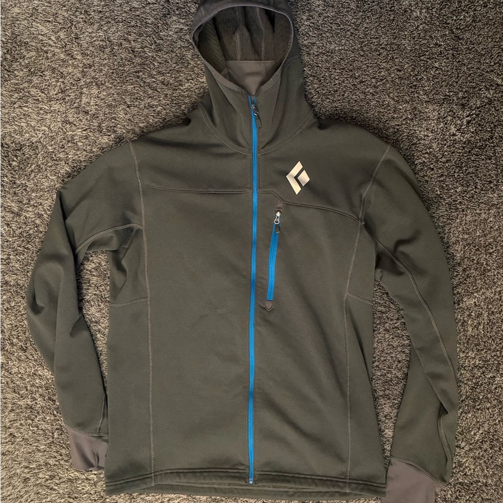 Black Diamond Jacket with Blue Zipper